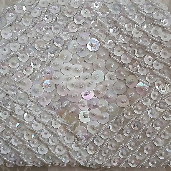 Vintage Beaded & Sequined Evening or Wedding Clutch Wristlet Hand Beaded - Picture 10 of 11